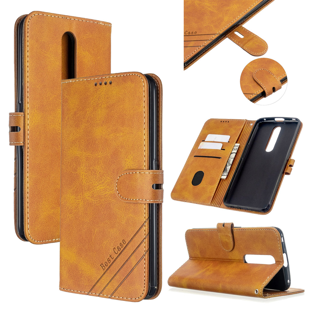 For OPPO F11/F11 Pro Case Soft Leather Cover with Denim Texture Precise Cutouts Wallet Design Buckle Closure Smartphone Shell yellow