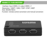 HDMI 5 Port Switch Switcher 1080P 3D HDMI Splitter with IR Wireless Remote Control for HDTV DVD PS3 XBox 360 - Black