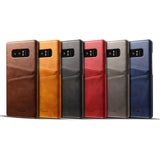 Imitation Leather Wallet Back Cover Cards Holder Phone Protective Case for Samsung Note 8 Khaki