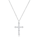 Dainty Art Deco Rhodium Plated Clear CZ Cross Pendant