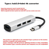 For Type-C Hub3.0 + Hdmi4K 4 in 1 Notebook Mobile Phone Adapter Notebook for mate10mate20 P20 P30 black