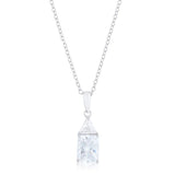 Classic Cubic Zirconia Sterling Silver Drop Necklace