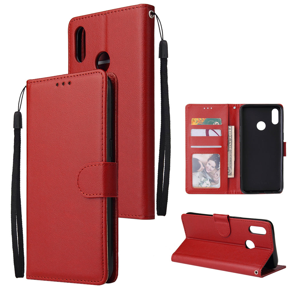 For OPPO Realme 3 pro Flip-type Leather Protective Phone Case with 3 Card Position Buckle Design Phone Cover red