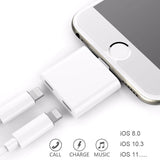 Dual 8 Pin Original Chip Audio Charger Adapter to Earphone Headphone for iPhone 7 7 Plus 8 PLUS white