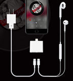 Dual 8 Pin Original Chip Audio Charger Adapter to Earphone Headphone for iPhone 7 7 Plus 8 PLUS white
