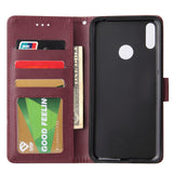 For HUAWEI Enjoy 9/ Y7 2019 /Y7 PRO 2019/Y7 PRIME 2019 Flip-type Leather Protective Phone Case with 3 Card Position Buckle Design Phone Cover  Red wine