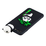 For iPhone 5/5S/SE/6/6S/6 Plus/6S Plus/7/8/7 Plus/8 Plus Phone Case 3D Cartoon Panda Bamboo Cellphone Back Shell Shockproof Smartphone Cover Black