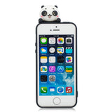 For iPhone 5/5S/SE/6/6S/6 Plus/6S Plus/7/8/7 Plus/8 Plus Phone Case 3D Cartoon Panda Bamboo Cellphone Back Shell Shockproof Smartphone Cover Black