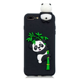 For iPhone 5/5S/SE/6/6S/6 Plus/6S Plus/7/8/7 Plus/8 Plus Phone Case 3D Cartoon Panda Bamboo Cellphone Back Shell Shockproof Smartphone Cover Black
