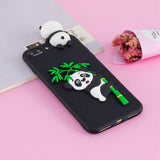 For iPhone 5/5S/SE/6/6S/6 Plus/6S Plus/7/8/7 Plus/8 Plus Phone Case 3D Cartoon Panda Bamboo Cellphone Back Shell Shockproof Smartphone Cover Black