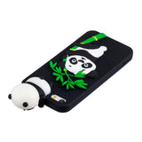 For iPhone 5/5S/SE/6/6S/6 Plus/6S Plus/7/8/7 Plus/8 Plus Phone Case 3D Cartoon Panda Bamboo Cellphone Back Shell Shockproof Smartphone Cover Black