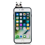 For iPhone 5/5S/SE/6/6S/6 Plus/6S Plus/7/8/7 Plus/8 Plus Phone Case 3D Cartoon Panda Bamboo Cellphone Back Shell Shockproof Smartphone Cover Black