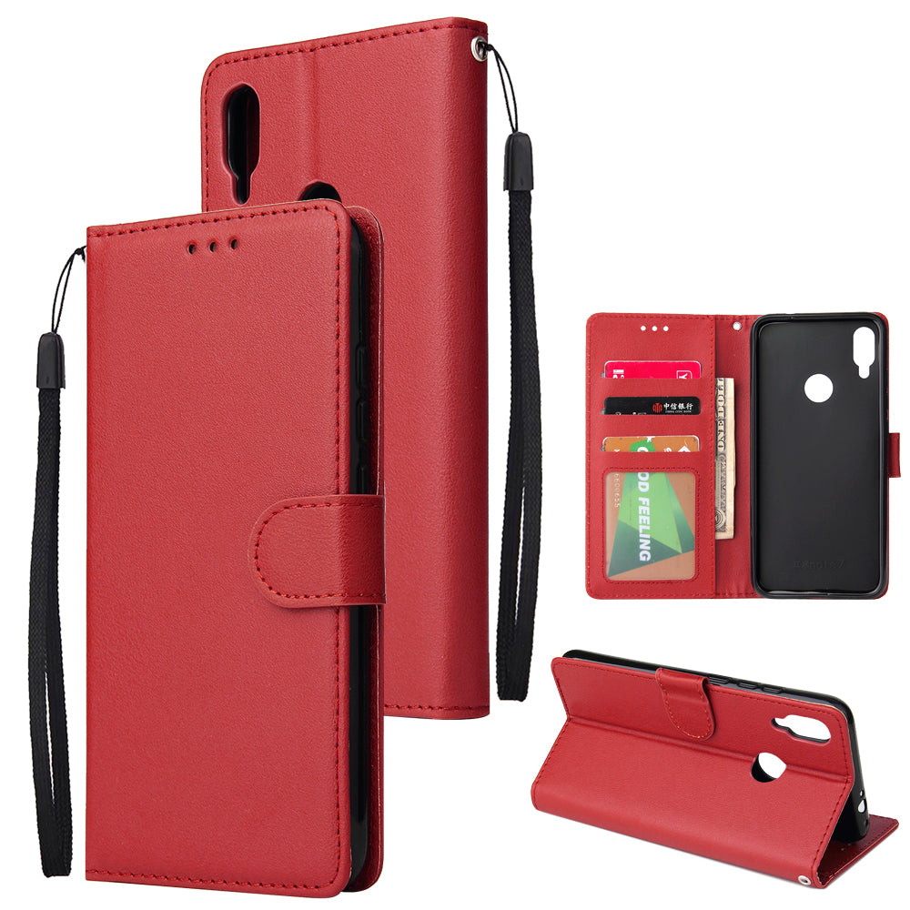 For Redmi note 7/Redmi note 7pro Flip-type Leather Protective Phone Case with 3 Card Position Buckle Design Phone Cover red