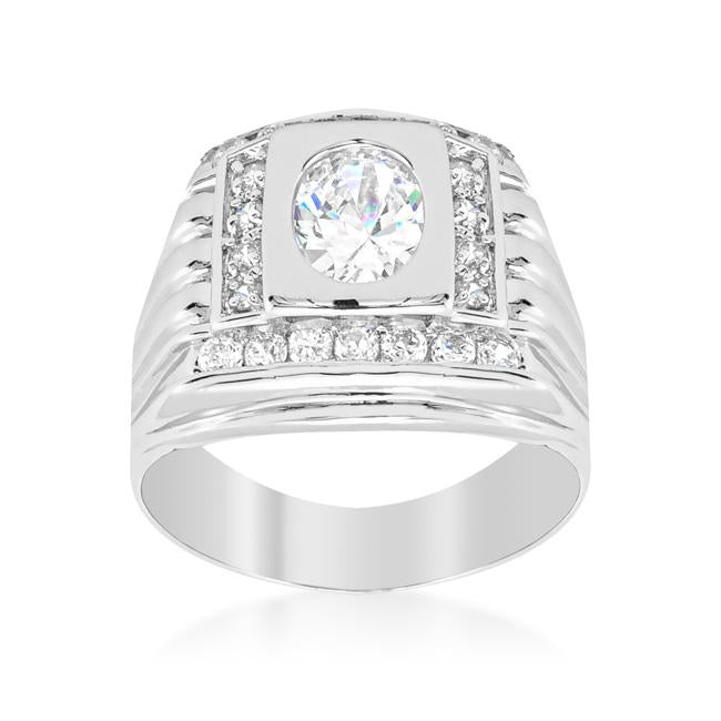 Mens Cubic Zirconia Square Ring