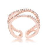 Marina 0.5ct CZ Rose Gold Abstract Cuff Ring