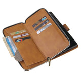 For Samsung A51 5G/A71 5G/Note 10 pro Pu Leather  Mobile Phone Cover Zipper Card Bag + Wrist Strap brown