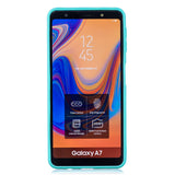 For Samsung A7 2018 Cartoon Lovely Coloured Painted Soft TPU Back Cover Non-slip Shockproof Full Protective Case with Lanyard Light blue