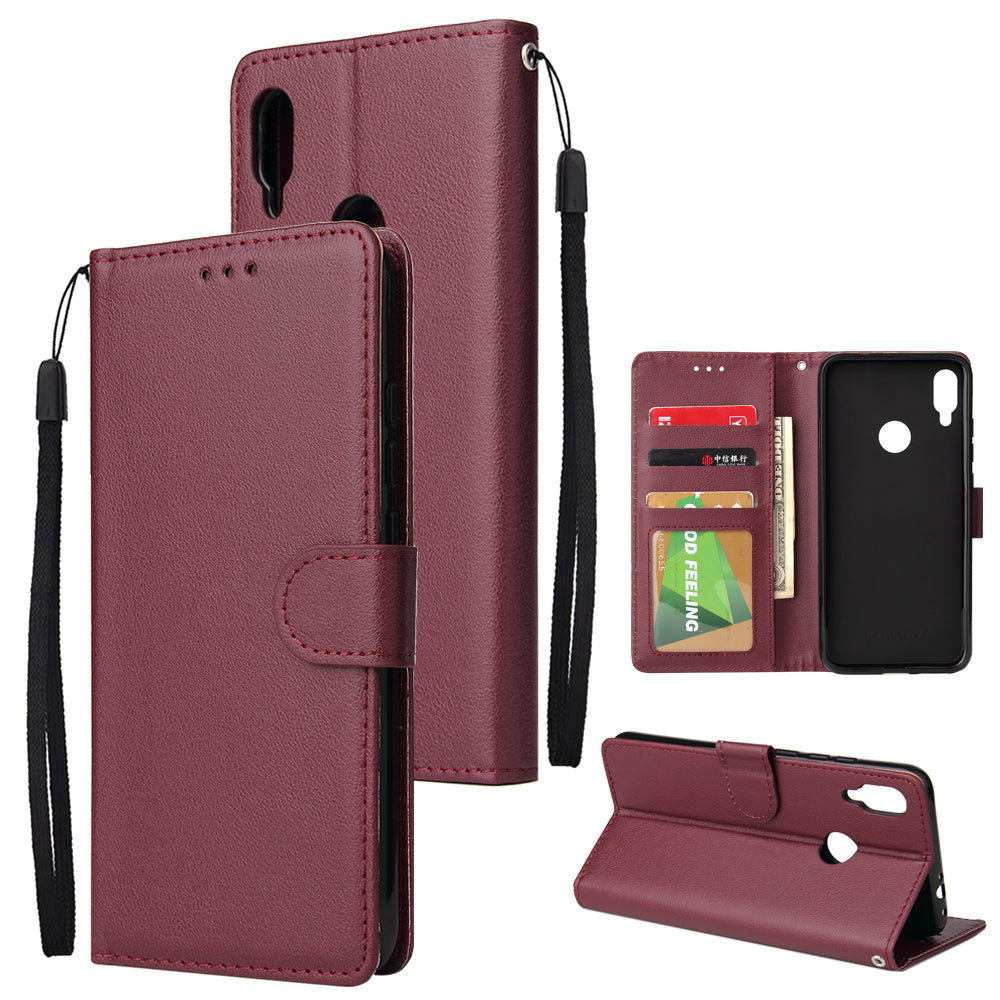 For Redmi note 7/Redmi note 7pro Flip-type Leather Protective Phone Case with 3 Card Position Buckle Design Phone Cover Red wine