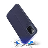DUX DUCIS For Samsung A51 Leather Mobile Phone Cover Magnetic Protective Case Bracket with Card Slot blue