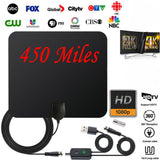 Indoor TV Antenna+ Digital Aerial HD Freeview Amplified Thin HDTV 450 Mile Range black