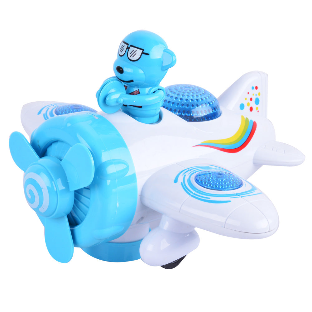 Electric Cartoon Airplane Toy with Figure LED Lighting and Music