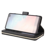 For Samsung S10/S20/S10E/ S10 Plus Pu Leather  Mobile Phone Cover Zipper Card Bag + Wrist Strap black