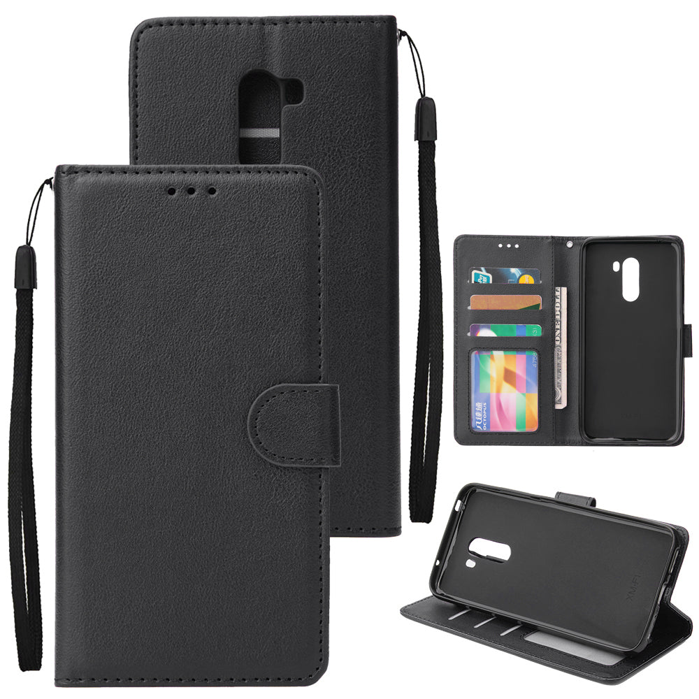 For Xiaomi Pocophone F1 Flip-type Leather Protective Phone Case with 3 Card Position Buckle Design Phone Cover black
