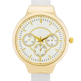 Reyna Gold White Leather Cuff Watch