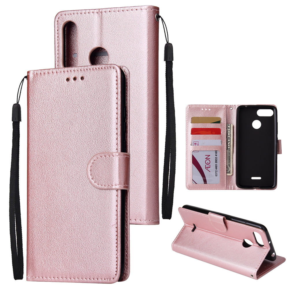 For HUAWEI P30 lite/nova 4E Flip-type Leather Protective Phone Case with 3 Card Position Buckle Design Phone Cover Rose gold