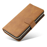 For Samsung S10/S20/S10E/ S10 Plus Pu Leather  Mobile Phone Cover Zipper Card Bag + Wrist Strap brown