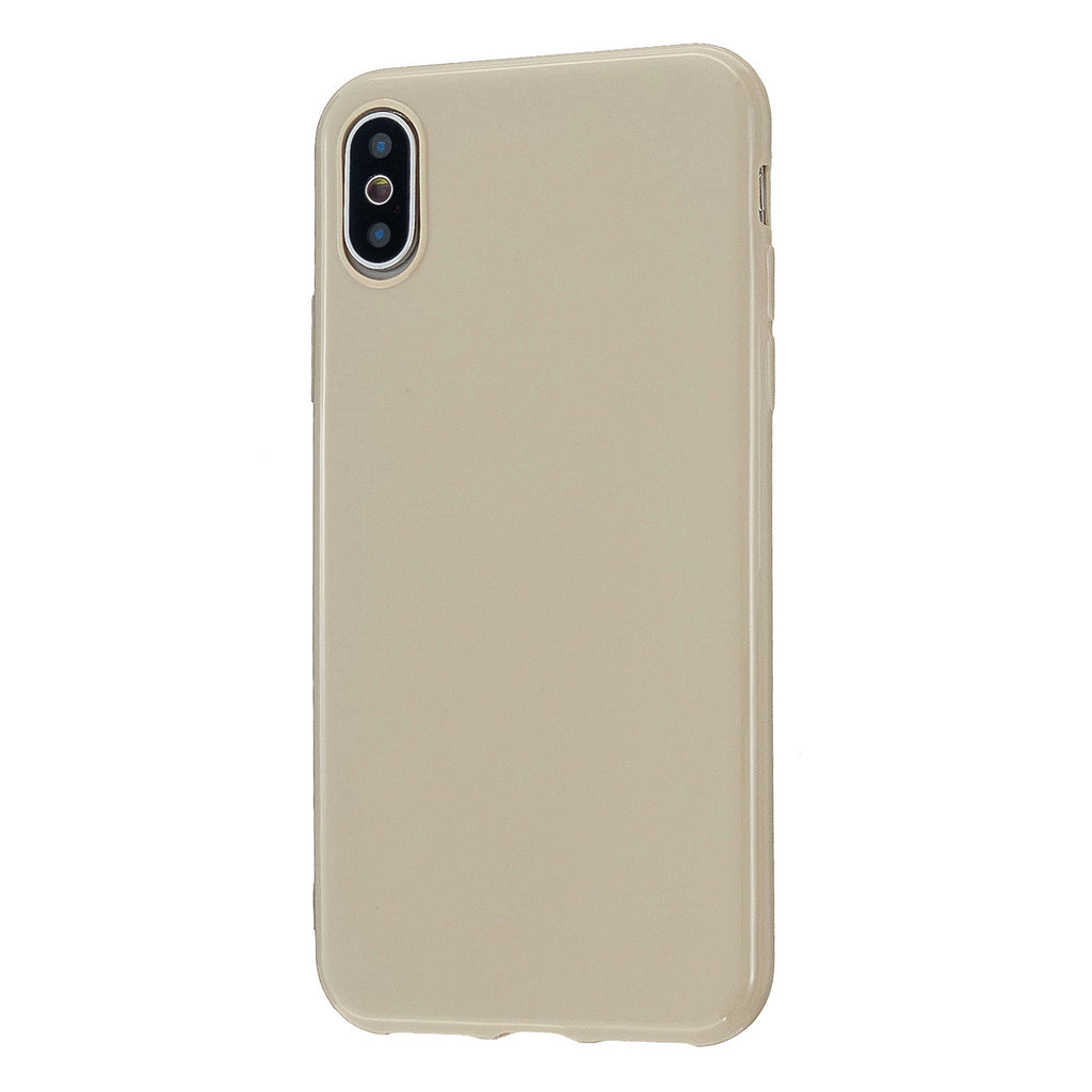 For iPhone X/XS/XS Max/XR Cellphone Cover Slim Fit Bumper Protective Case Glossy TPU Mobile Phone Shell Milk tea