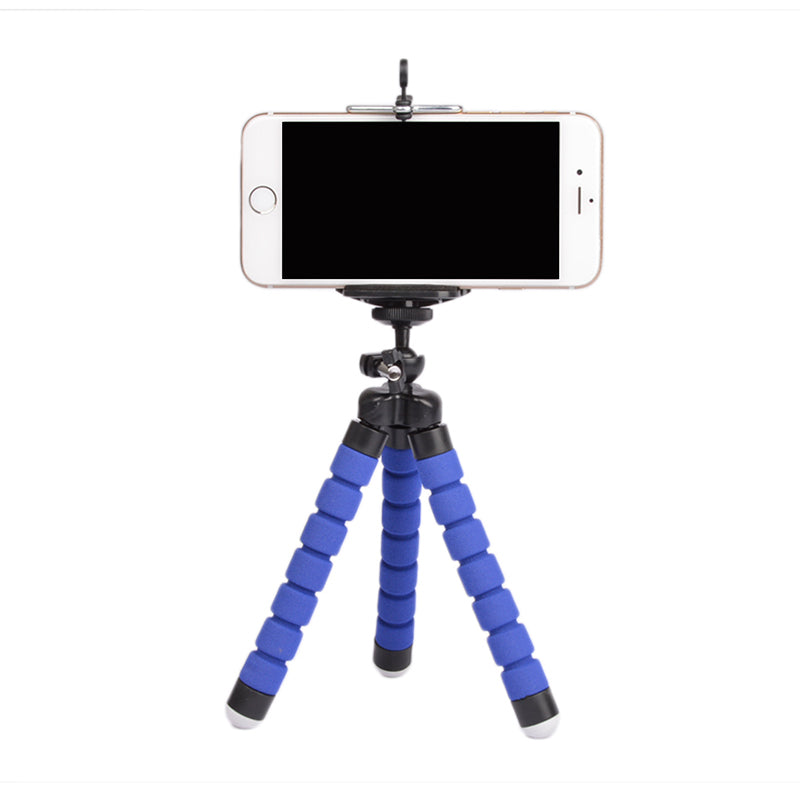 Flexible Portable Adjustable Tripod Mini Universal Octopus Leg Style Bluetooth Selfie Stick  blue_With Bluetooth remote control