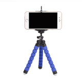 Flexible Portable Adjustable Tripod Mini Universal Octopus Leg Style Bluetooth Selfie Stick  blue_With Bluetooth remote control