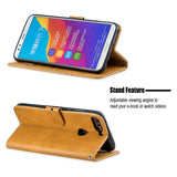 For HUAWEI Honor 7C-Enjoy 8-Y7 2018-Y7 Pro 2018 Denim Pattern Solid Color Flip Wallet PU Leather Protective Phone Case with Buckle & Bracket yellow