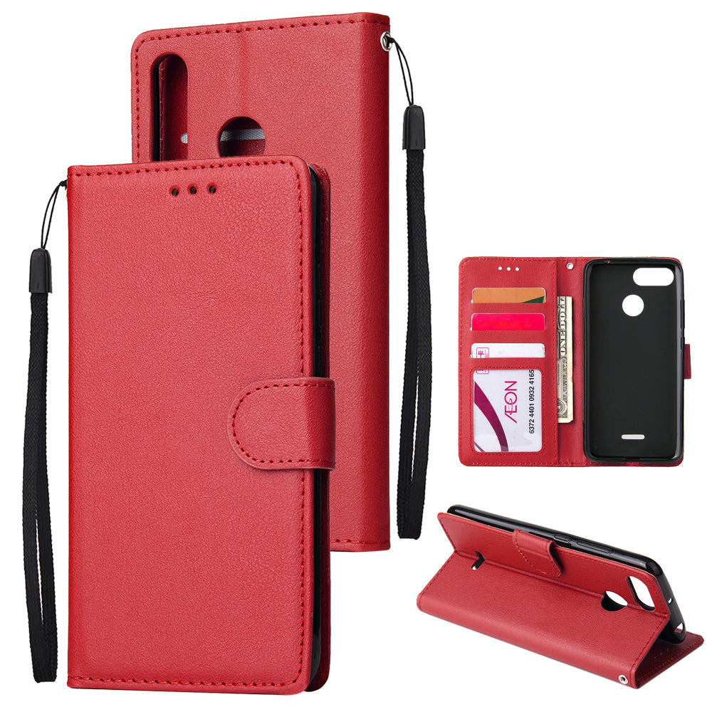 For HUAWEI P30 lite/nova 4E Flip-type Leather Protective Phone Case with 3 Card Position Buckle Design Phone Cover red