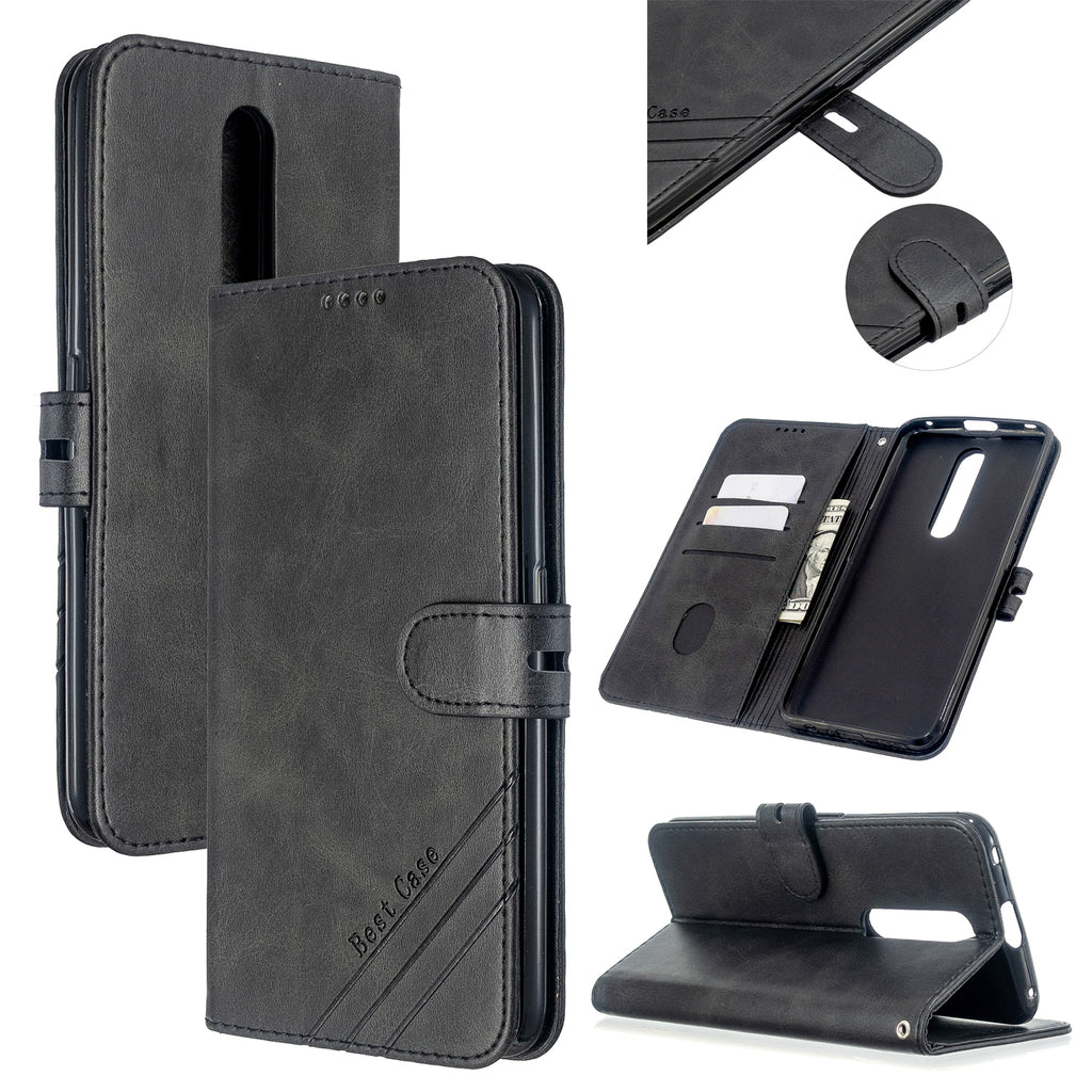 For OPPO F11/F11 Pro Case Soft Leather Cover with Denim Texture Precise Cutouts Wallet Design Buckle Closure Smartphone Shell black