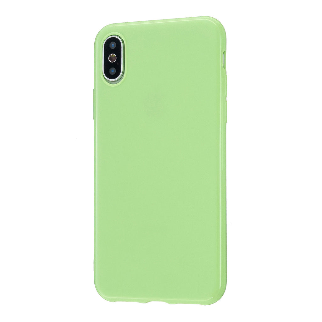 For iPhone X/XS/XS Max/XR Cellphone Cover Slim Fit Bumper Protective Case Glossy TPU Mobile Phone Shell Fluorescent green