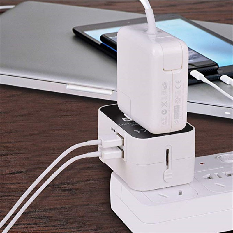 USB Charging Adapter Multifunctional UK Plug Travel Converter Suitable for iPhone iPad Samsung Bluetooth Speaker Black with white