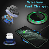 Wireless Fast Charger Qi 15W Charging Stand Pad Mat Dock For iPhone/Samsung/LG black