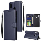 For HUAWEI Enjoy 9/ Y7 2019 /Y7 PRO 2019/Y7 PRIME 2019 Flip-type Leather Protective Phone Case with 3 Card Position Buckle Design Phone Cover  blue