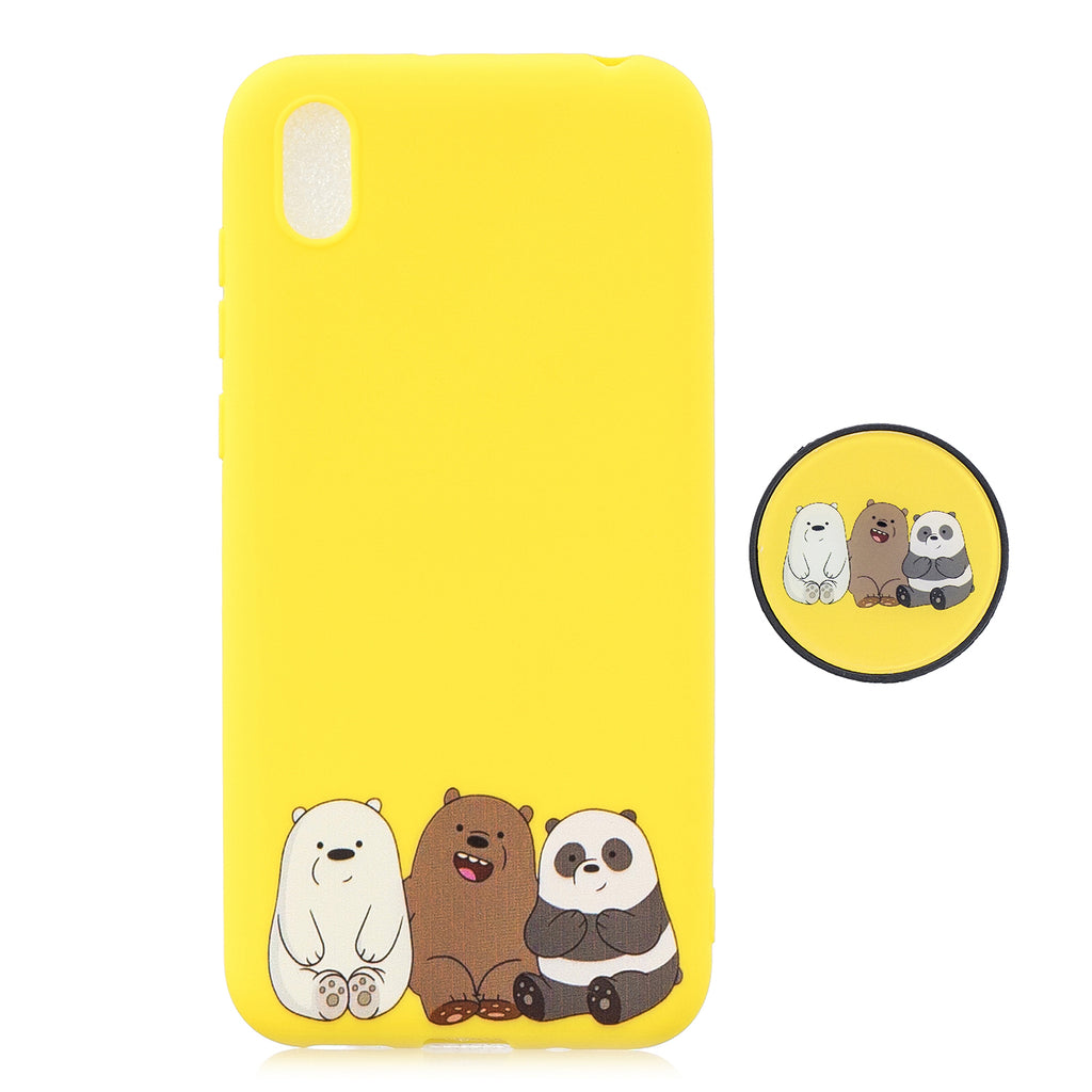 For HUAWEI Y5 2019 Lightweight Soft TPU Phone Case Pure Color Phone Cover Cute Cartoon Phone Case with Matching Pattern Adjustable Bracket 7