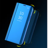 Stereo Smart Artificial Leather Phone Case Cover Mirror Flip Cover Protection Case for XSmax 8plus Silver_iPhone7plus/8plus