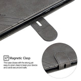 For HUAWEI Honor 7C-Enjoy 8-Y7 2018-Y7 Pro 2018 Denim Pattern Solid Color Flip Wallet PU Leather Protective Phone Case with Buckle & Bracket gray