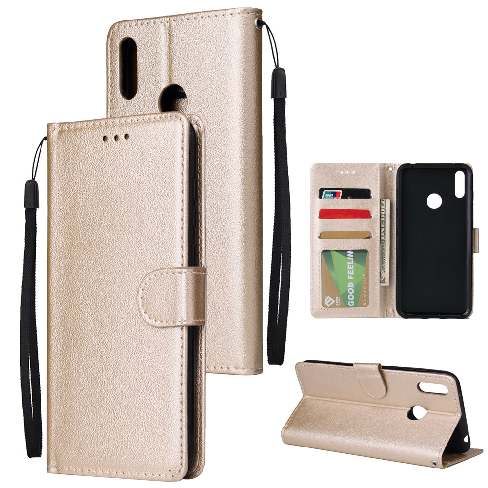 For HUAWEI Enjoy 9/ Y7 2019 /Y7 PRO 2019/Y7 PRIME 2019 Flip-type Leather Protective Phone Case with 3 Card Position Buckle Design Phone Cover Gold