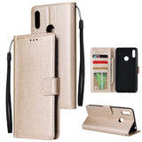 For HUAWEI Enjoy 9/ Y7 2019 /Y7 PRO 2019/Y7 PRIME 2019 Flip-type Leather Protective Phone Case with 3 Card Position Buckle Design Phone Cover  Gold