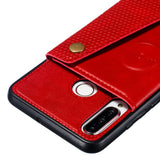 For Huawei P30 lite/nova 4E Double Buckle Non-slip Shockproof Cell Phone Case with Card Slot Bracket red