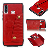For Huawei P30 lite/nova 4E Double Buckle Non-slip Shockproof Cell Phone Case with Card Slot Bracket red