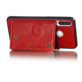 For Huawei P30 lite/nova 4E Double Buckle Non-slip Shockproof Cell Phone Case with Card Slot Bracket red