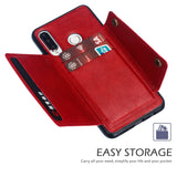 For Huawei P30 lite/nova 4E Double Buckle Non-slip Shockproof Cell Phone Case with Card Slot Bracket red