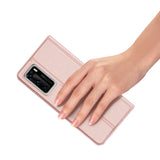 DUX DUCIS For HUAWEI P40 Leather Mobile Phone Cover Magnetic Protective Case Bracket with Cards Slot Pink
